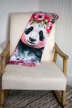Load image into Gallery viewer, Cute Panda Floral Minky Blanket Infant
