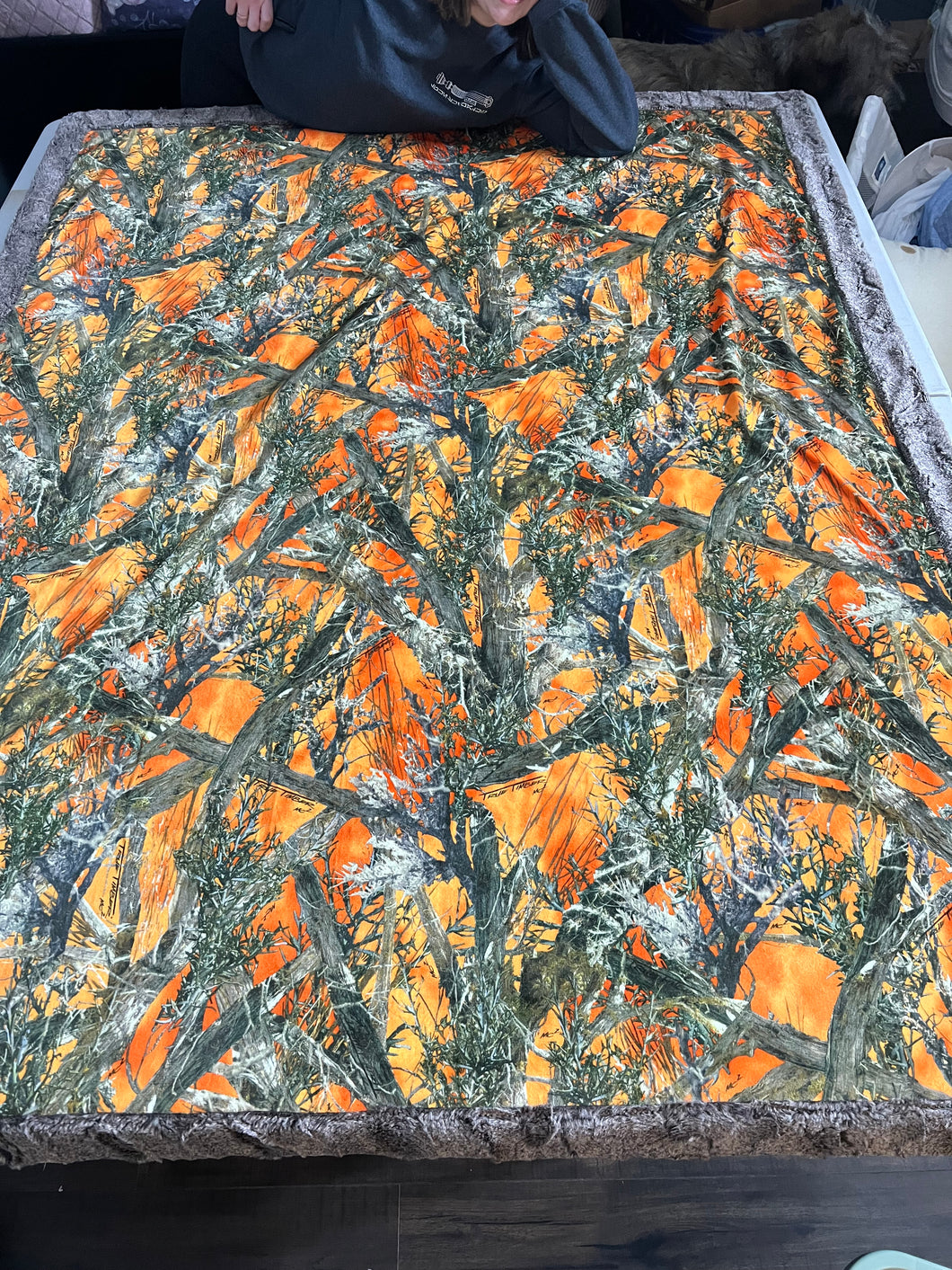 Orange Camo. Mega Minky Blanket