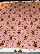 Load image into Gallery viewer, Cute Pink Mama &amp; Baby Cow Minky blanket. Mega
