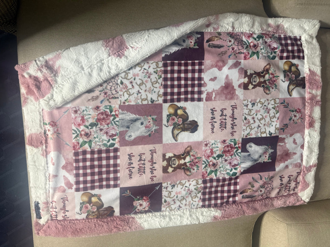 Cowgirl themed Minky Blanket Infant
