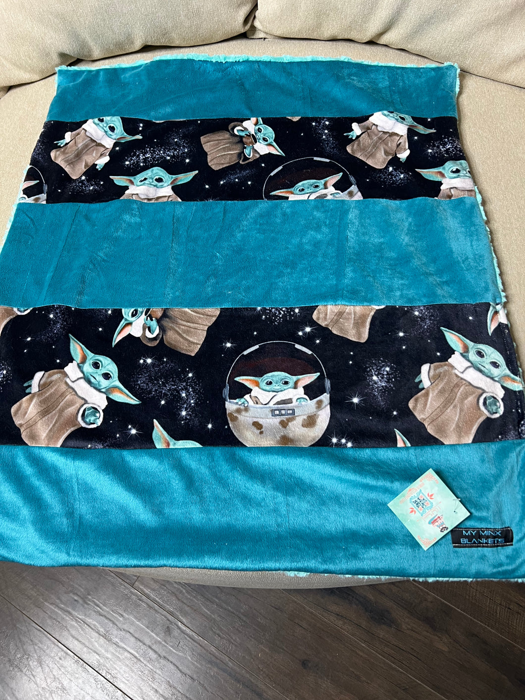 Grogu Stripe Baby Minky Blanket