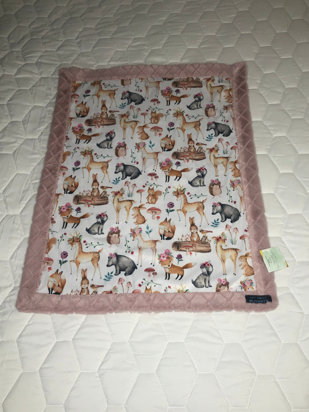 Critters Pink Infant Blanket. Minky Blanket