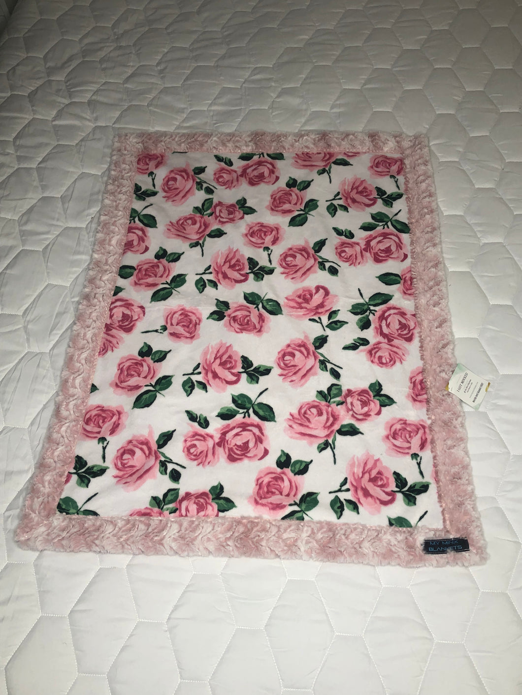 Pink Roses Pink Infant Blanket. Minky Blanket