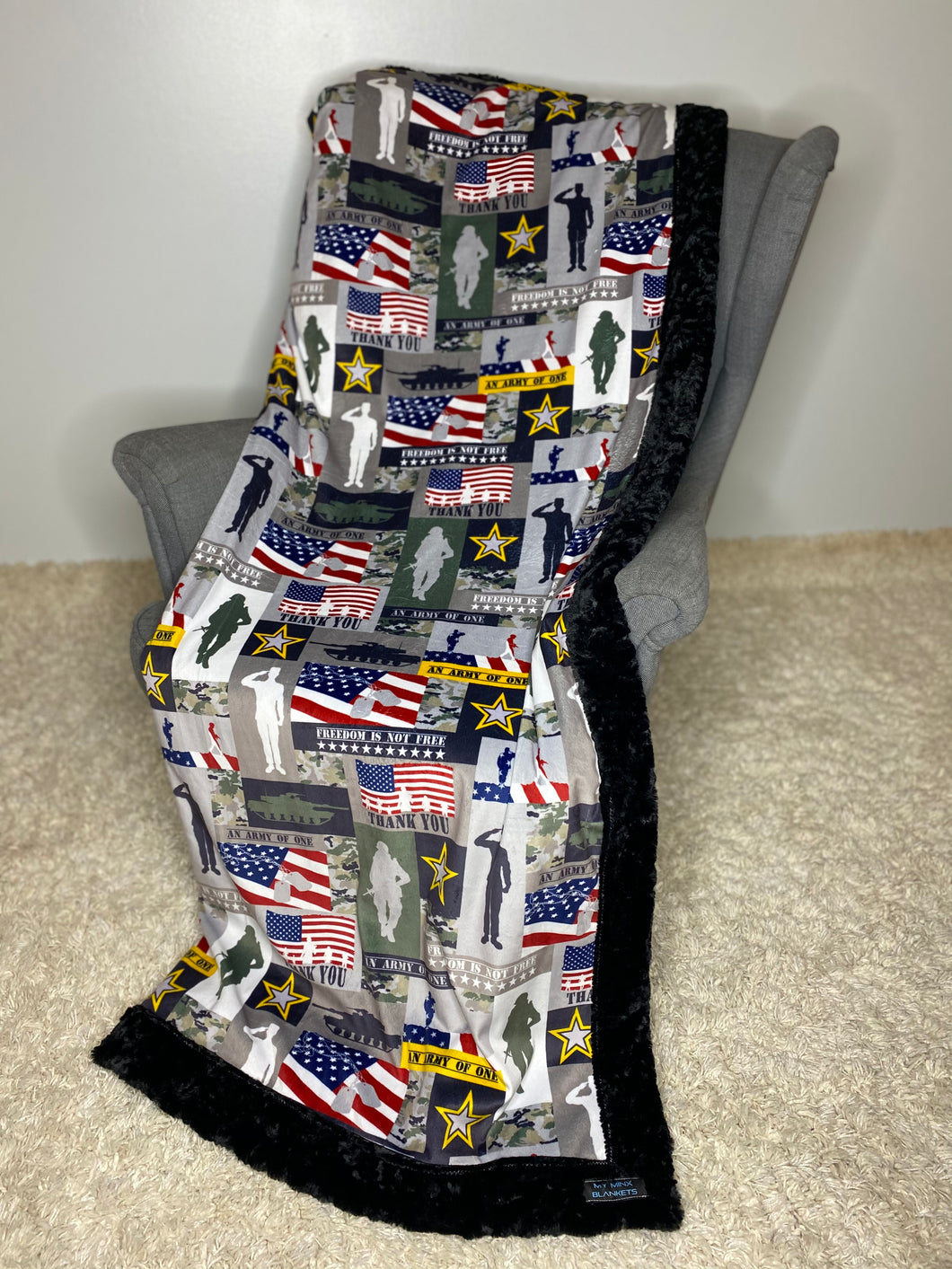 Navy Military Mega Minky Blanket